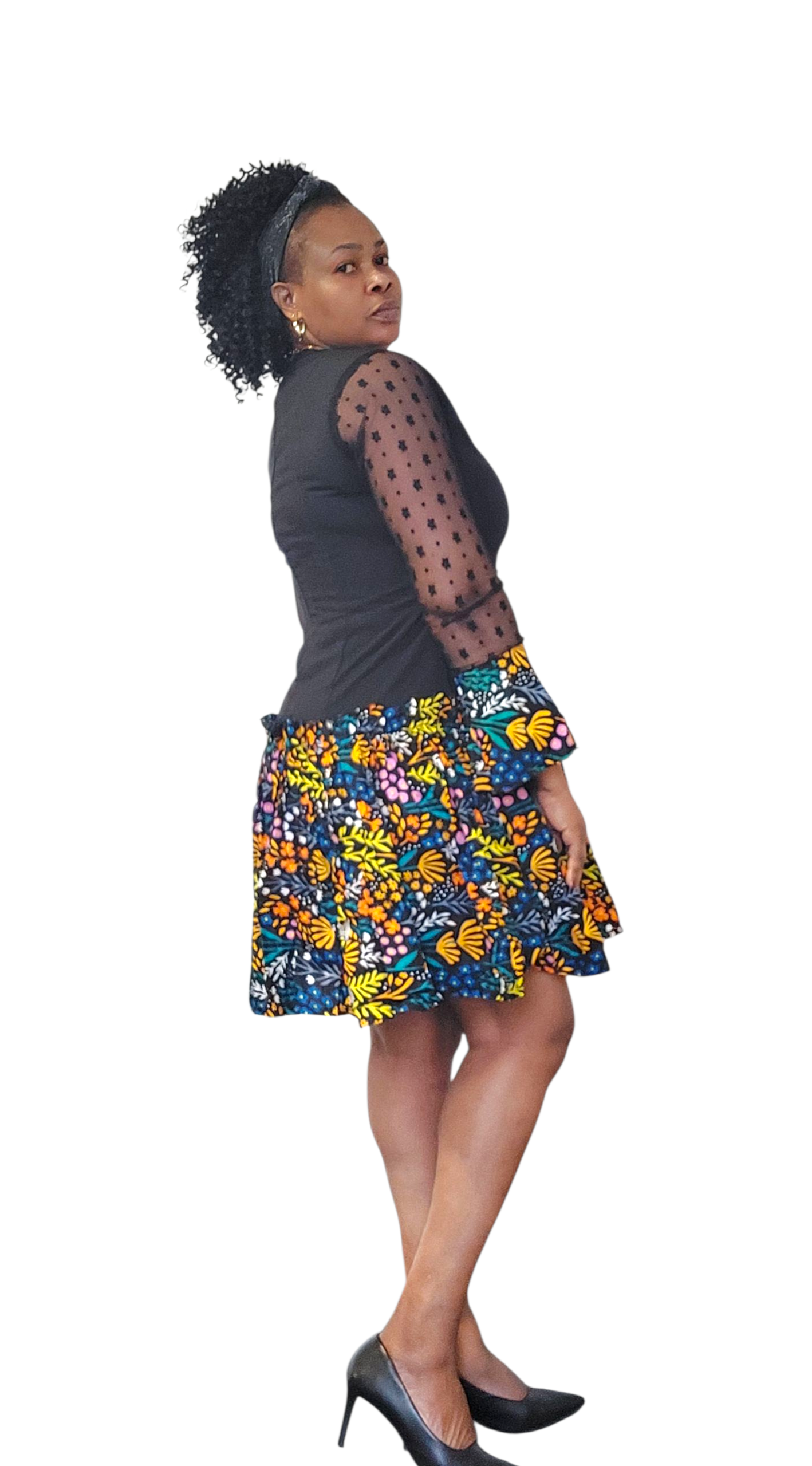 Jeru Elegant Midi Dress, Women's, Premium Ankara Fabric, Sleek Silhouette, Formal Evening Gown, Wedding & Party Wear, Available in UK Sizes 10-16 - Image 2