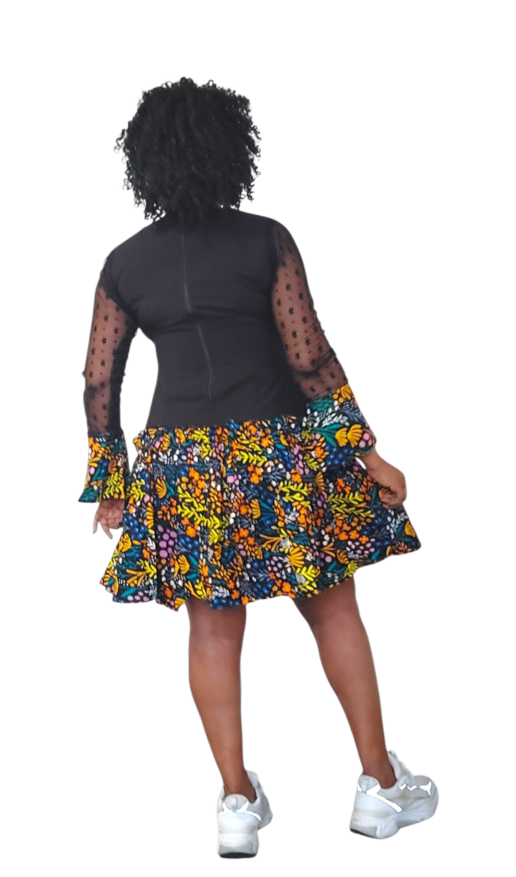 Jeru Elegant Midi Dress, Women's, Premium Ankara Fabric, Sleek Silhouette, Formal Evening Gown, Wedding & Party Wear, Available in UK Sizes 10-16 - Image 3