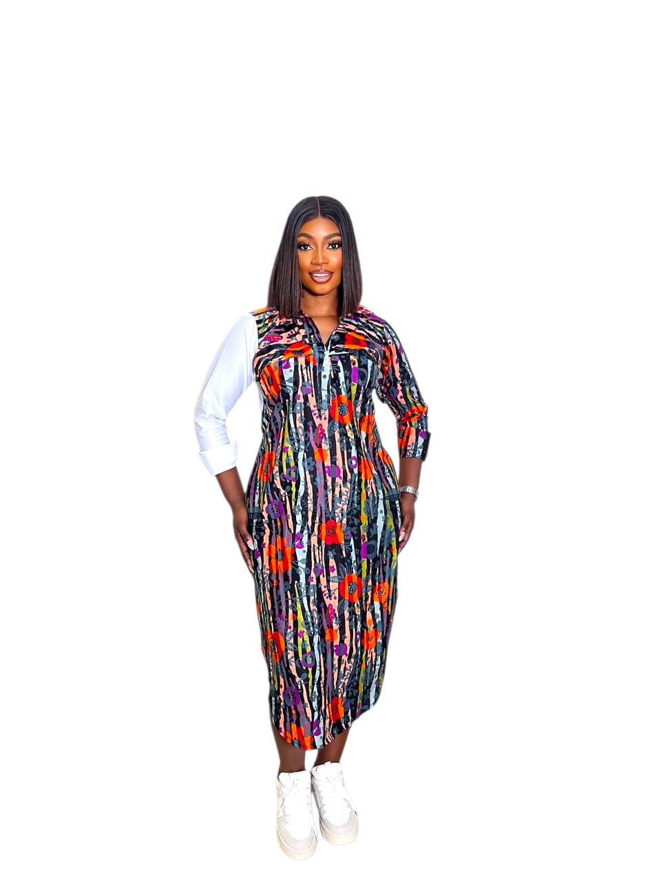 Favday Collections Cynthia Women's Shirt Dress, Ankle Length, Cotton Ankara Print, Sizes 10-24, Casual & Work Wear, Collared Neck, Button Details, Tailored Silhouette - Image 3