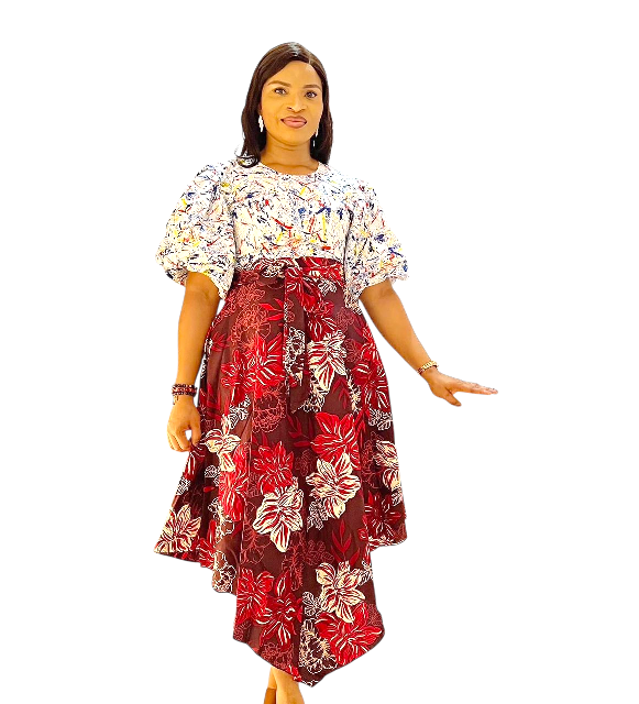 Favday Collections Onyi Cotton Ankara Top and Skirt Set, 2-Piece Detachable Flared Dress, Side Pockets, Sizes 10-24, Made in Nigeria, Hand/Machine Washable - Image 4