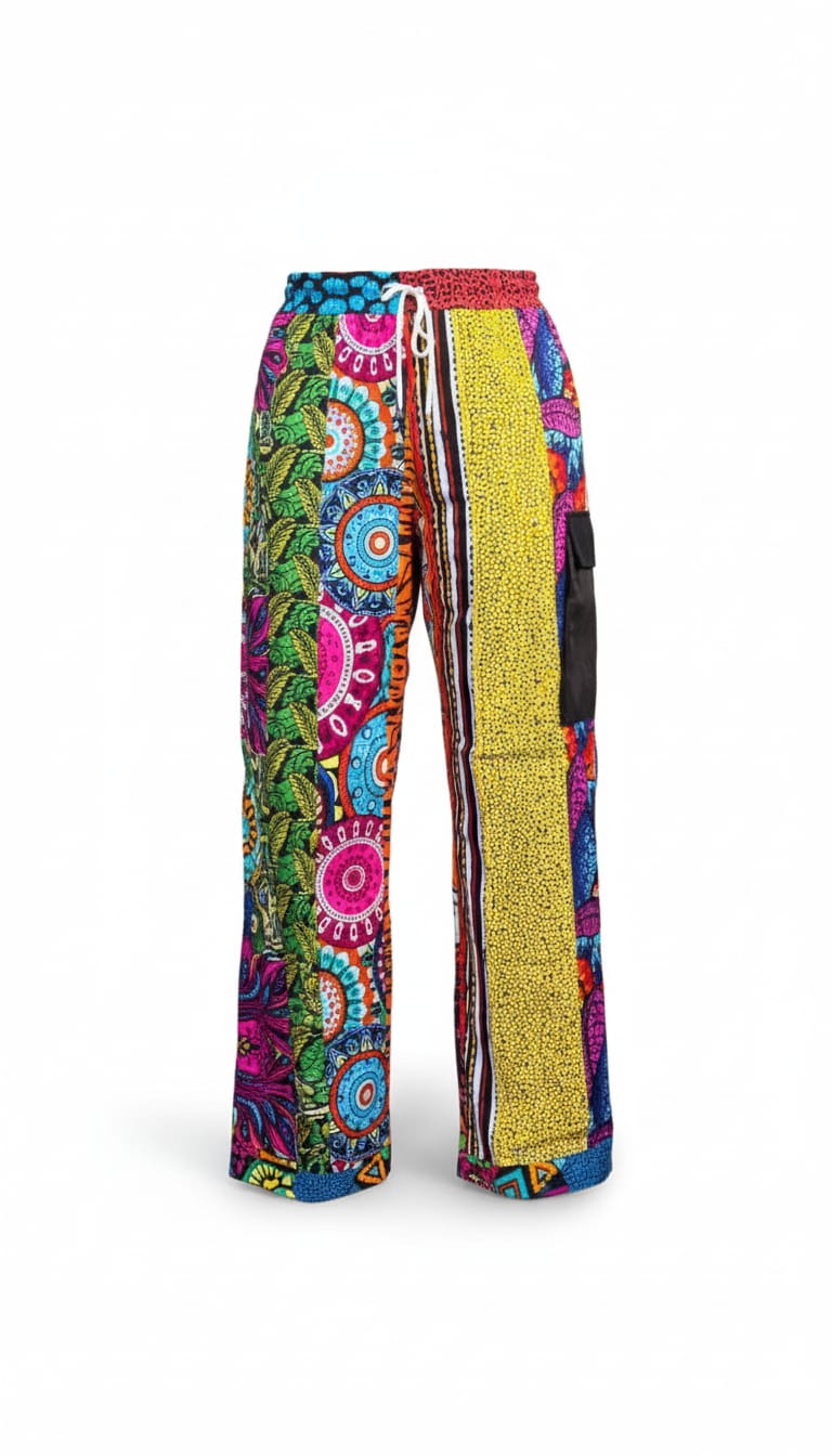 Favday Collections Multi-Color Ankara Wide-Leg Pants, Cotton Print, High-Rise, Elastic Waistband, Relaxed Fit, 4 Pockets, Available in S-XXL - Image 4