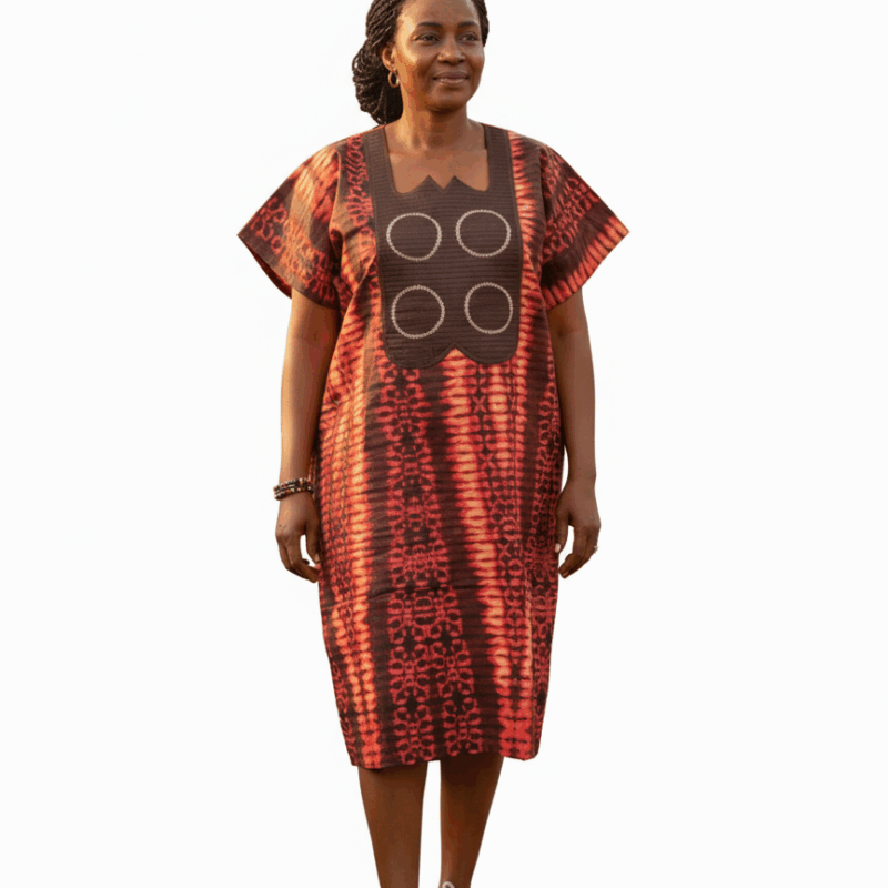 African Print Dress – Red