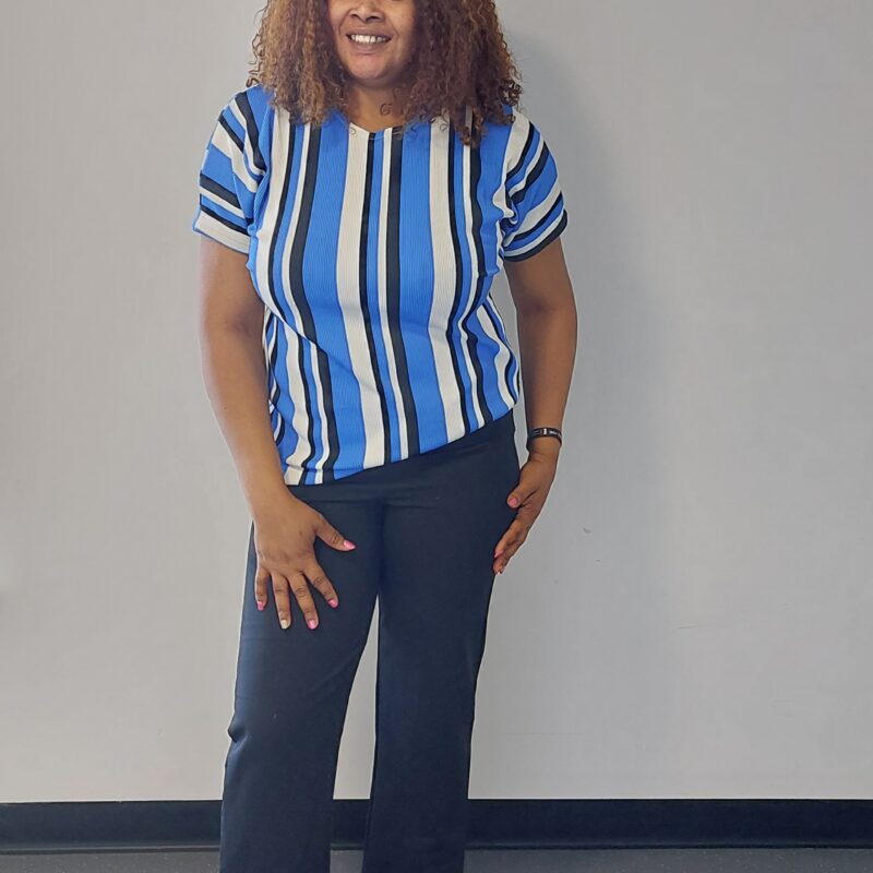 Favday Striped Set - Blue Cream Black & White Top with Black Pants for Casual Wear - Stylish Striped Design for Versatile Outfits