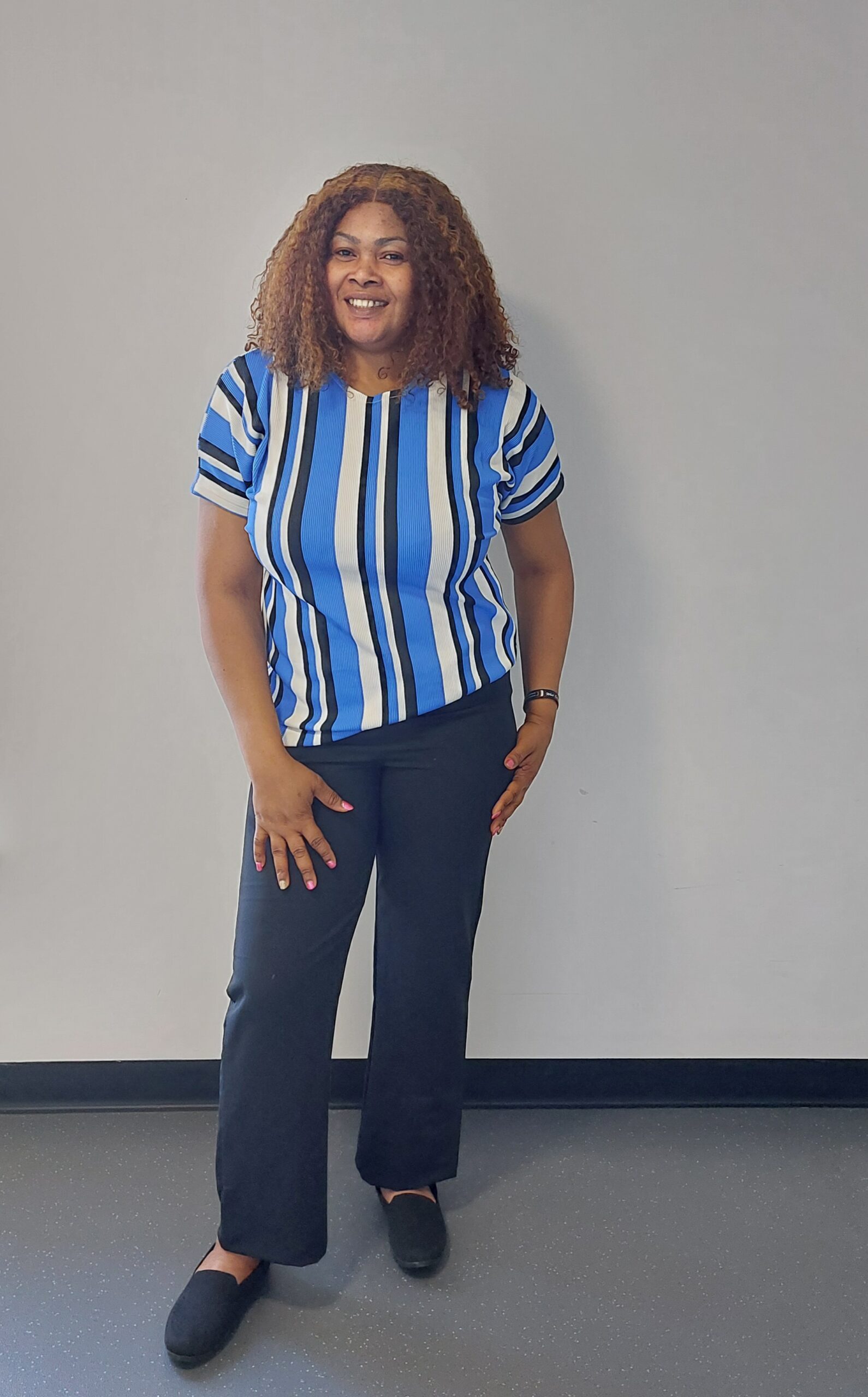 Favday Striped Set - Blue Cream Black & White Top with Black Pants for Casual Wear - Stylish Striped Design for Versatile Outfits